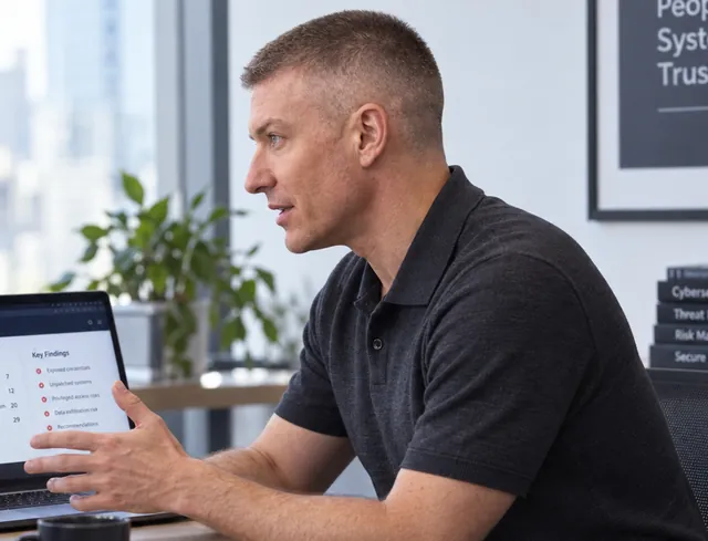Ilia Zavialov in profile during a working session at the laptop